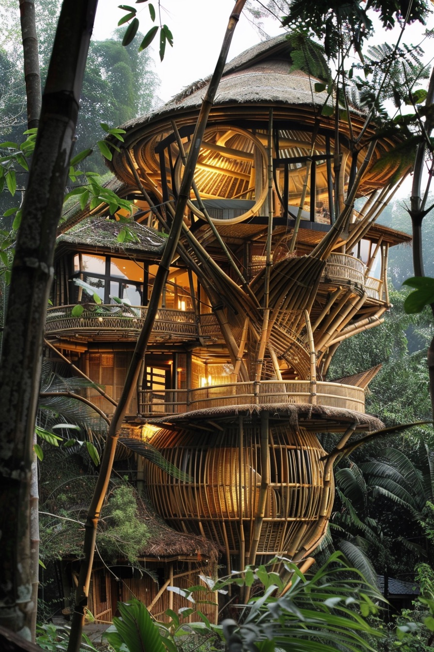 unique tree bamboo cabins