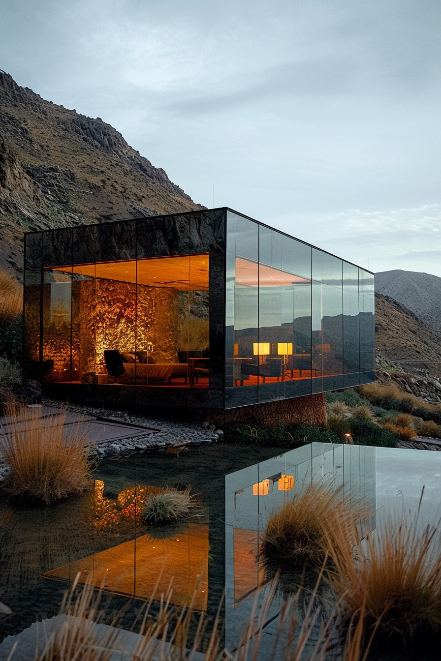 big glass cube house