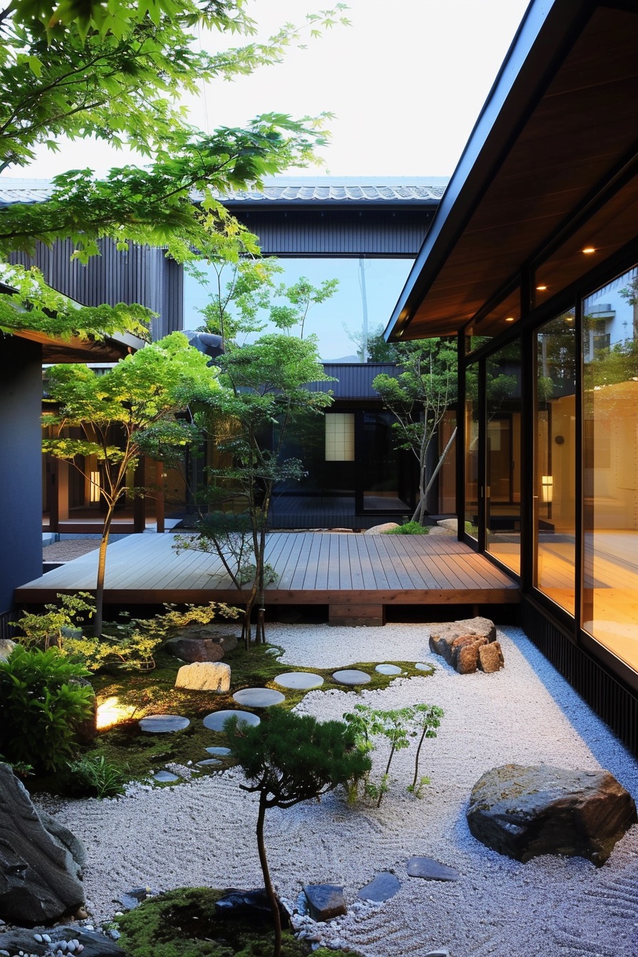 courtyard house zen garden stones