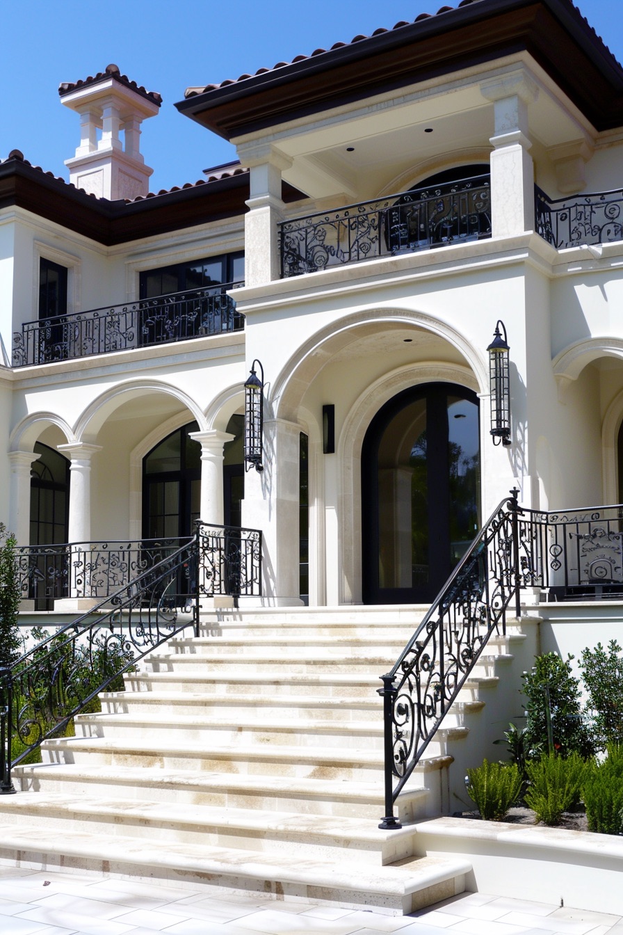 mediterranean mansion grand arch entrance 4