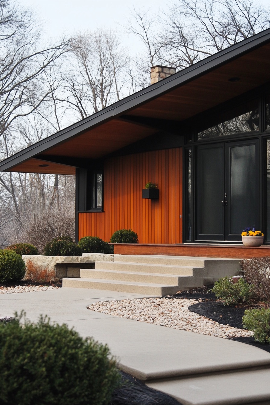 mid century modern house asymmetrical facade 3