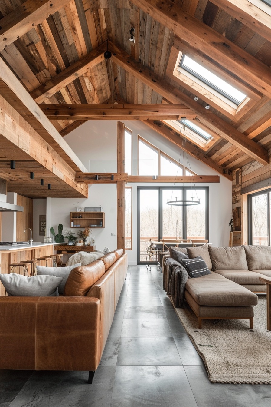 barn house farmhouse modern interior skylights