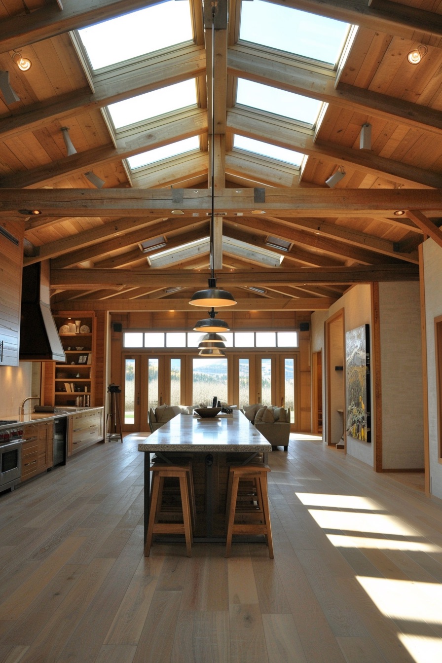 barn house scandinavian interior skylights