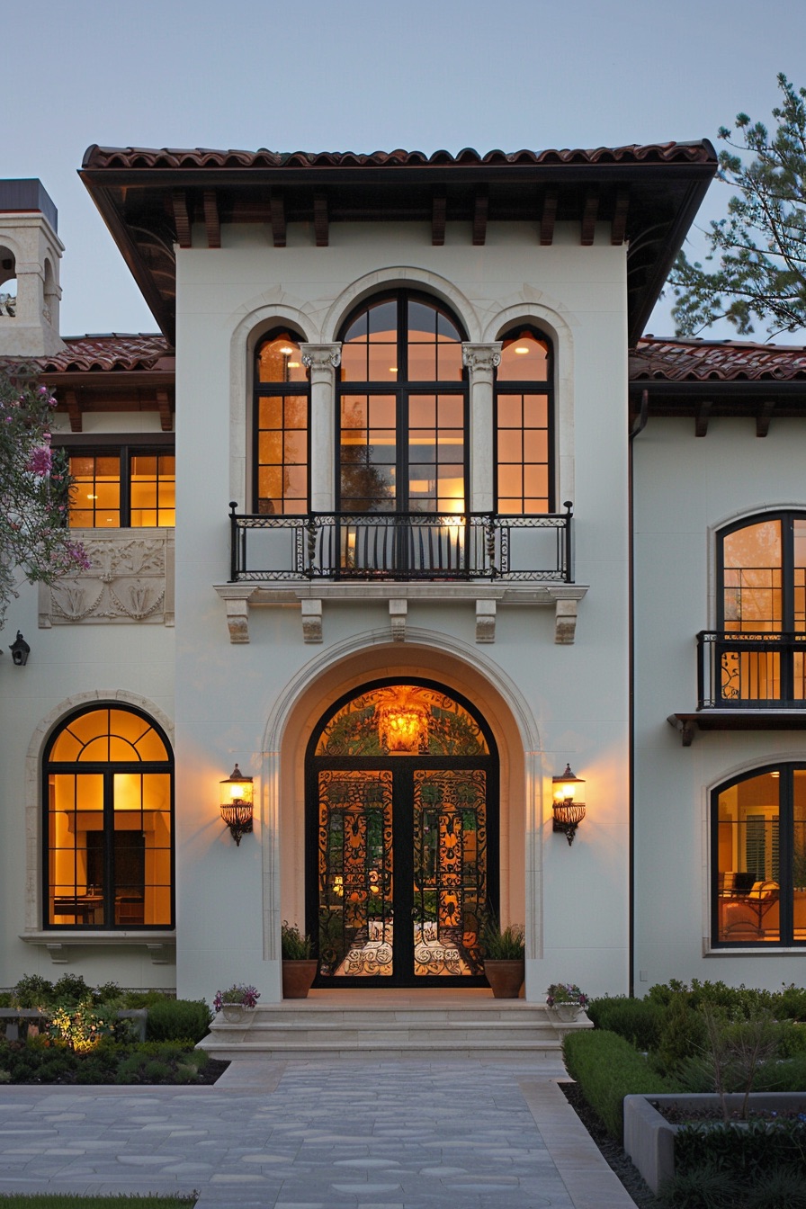 mediterranean house ornate iron gate