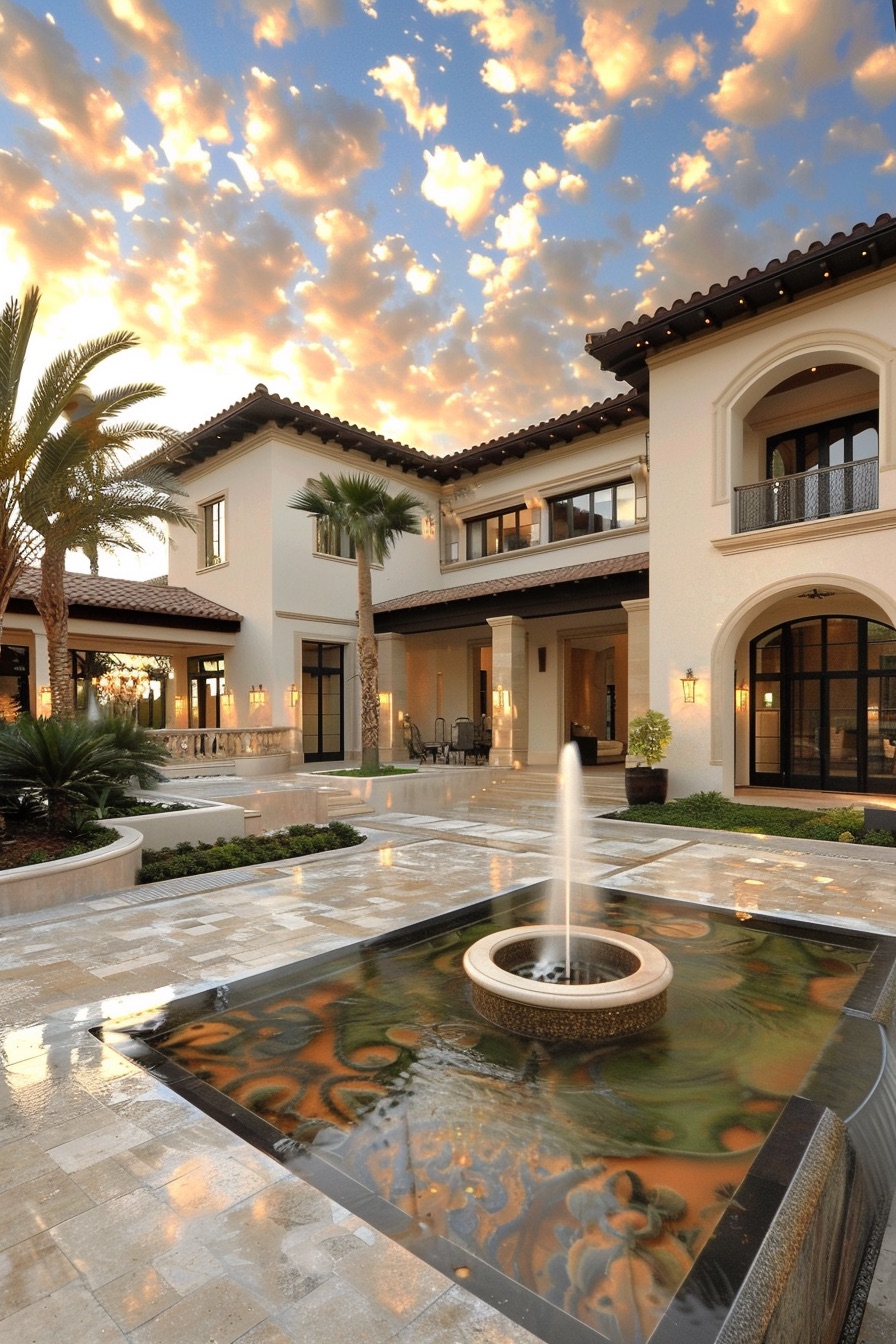 mediterranean mansion courtyard fountain 2