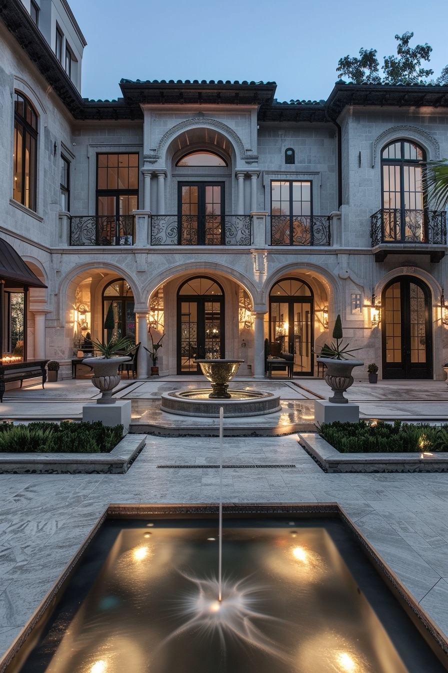 mediterranean mansion courtyard fountain 4