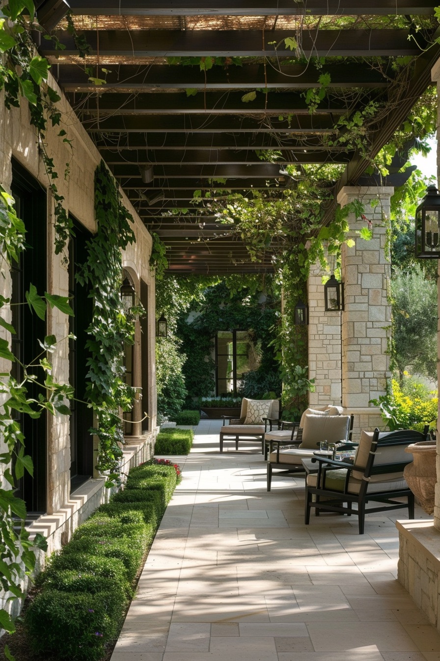 mediterranean house veranda with seating