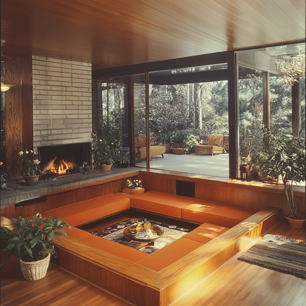 mid century modern house sunken living room 1