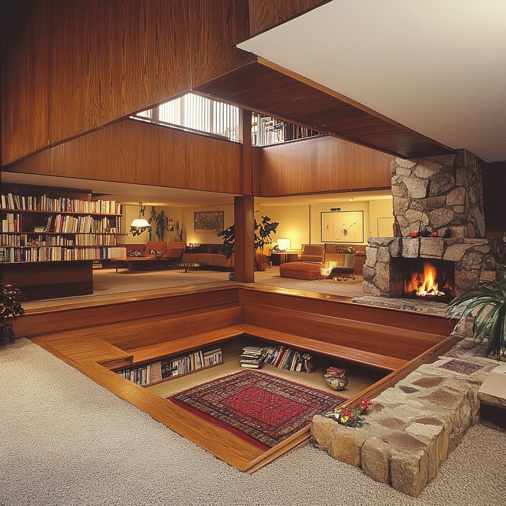 mid century modern house sunken living room 3