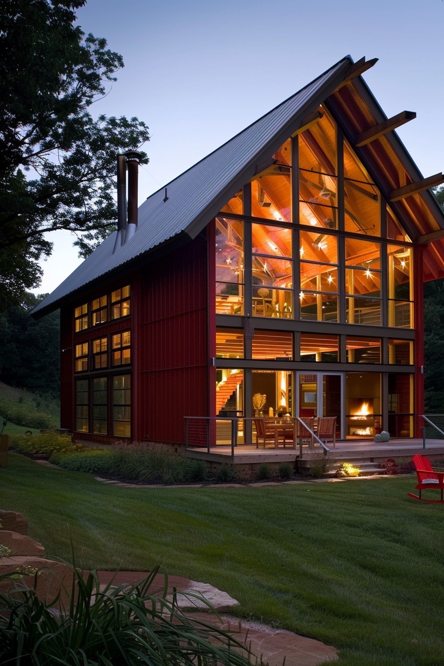 scandinavian glass front barn house