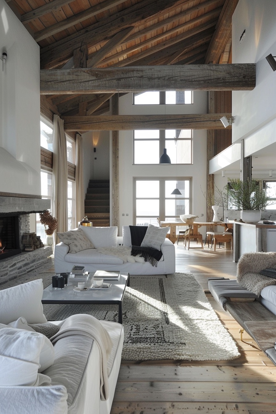 scandinavian minimalist barn house interior