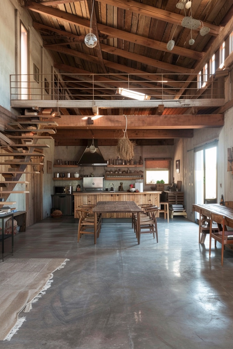 barn house loft concrete floor