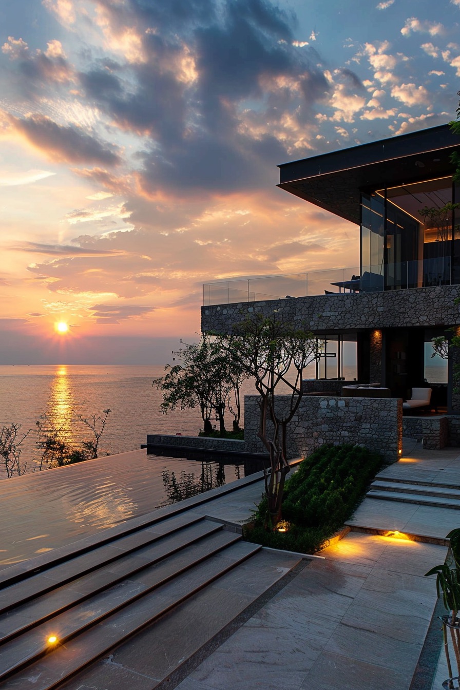 cliff villa sunset