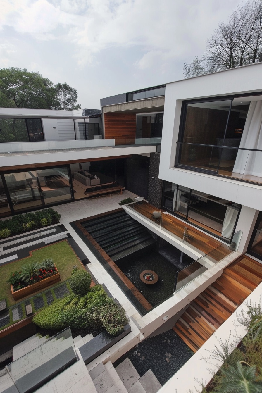 courtyard house with terraces and pool