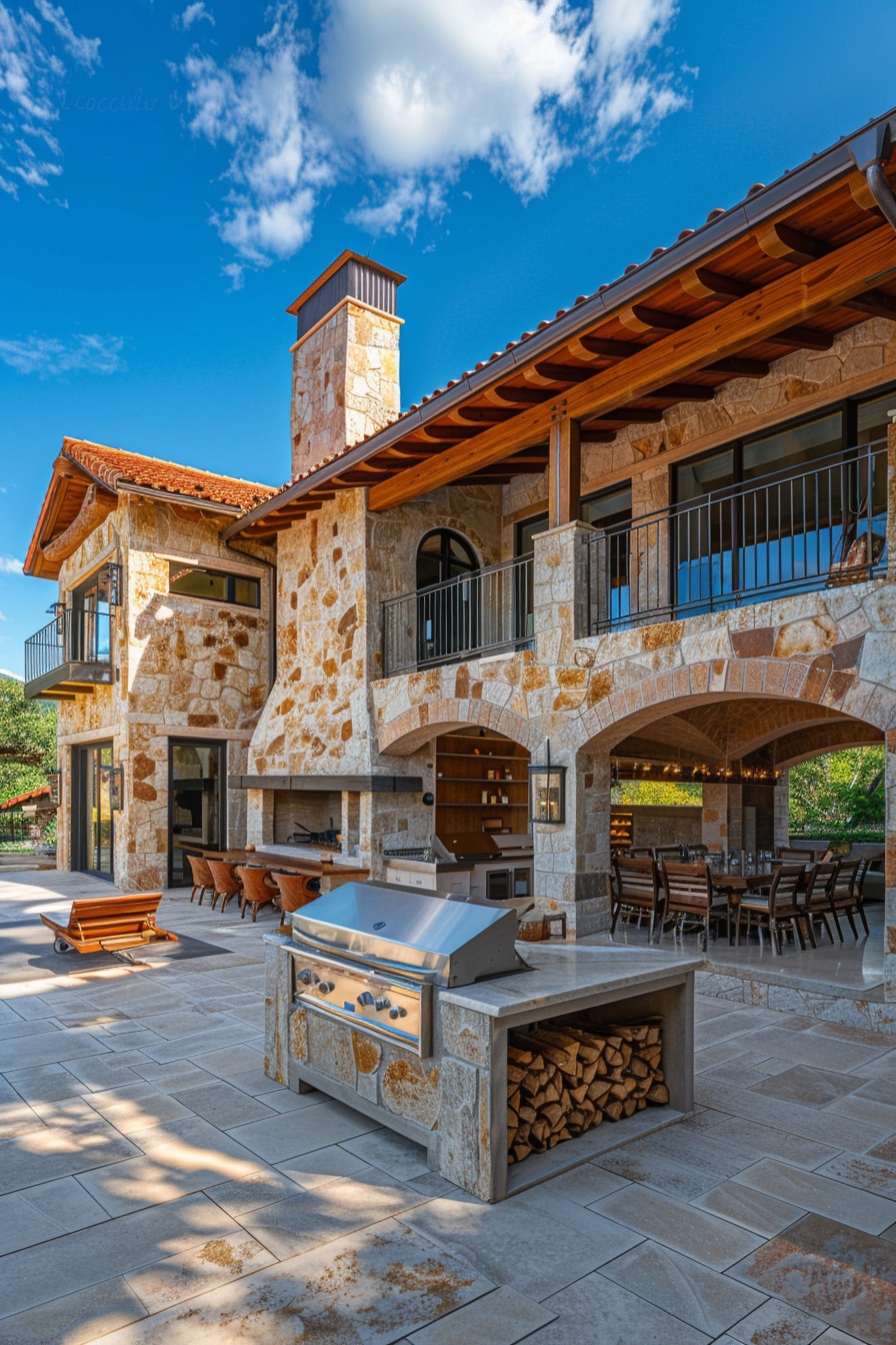 mediterranean mansion outdoor kitchen 1