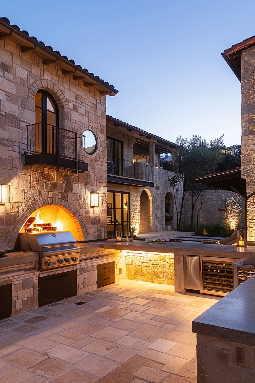 mediterranean mansion outdoor kitchen 2