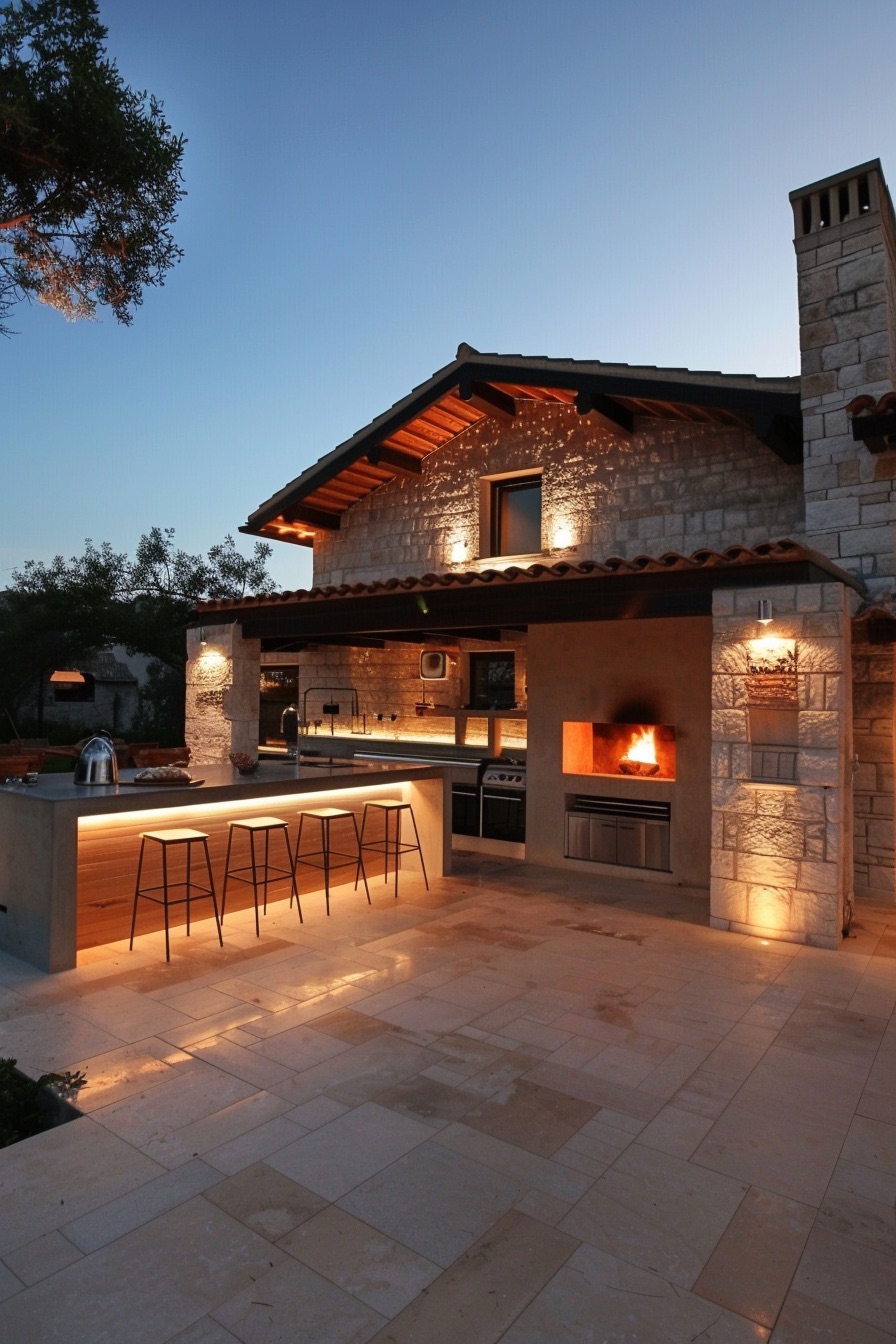 mediterranean mansion outdoor kitchen 3