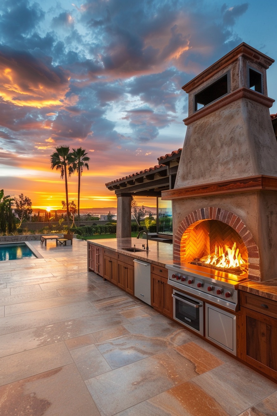 mediterranean mansion outdoor kitchen 4