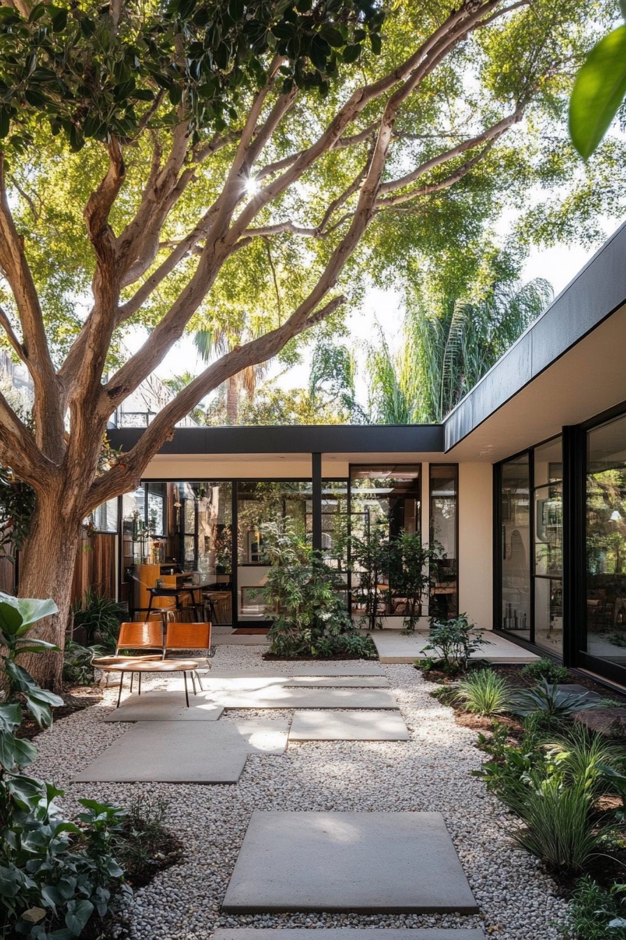 mid century modern house courtyard garden 1