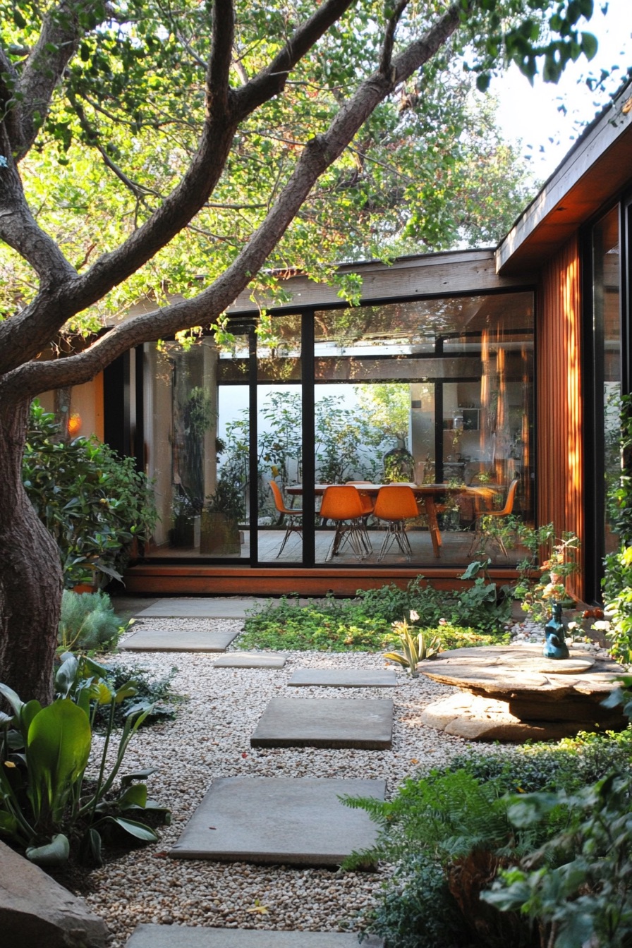 mid century modern house courtyard garden 3