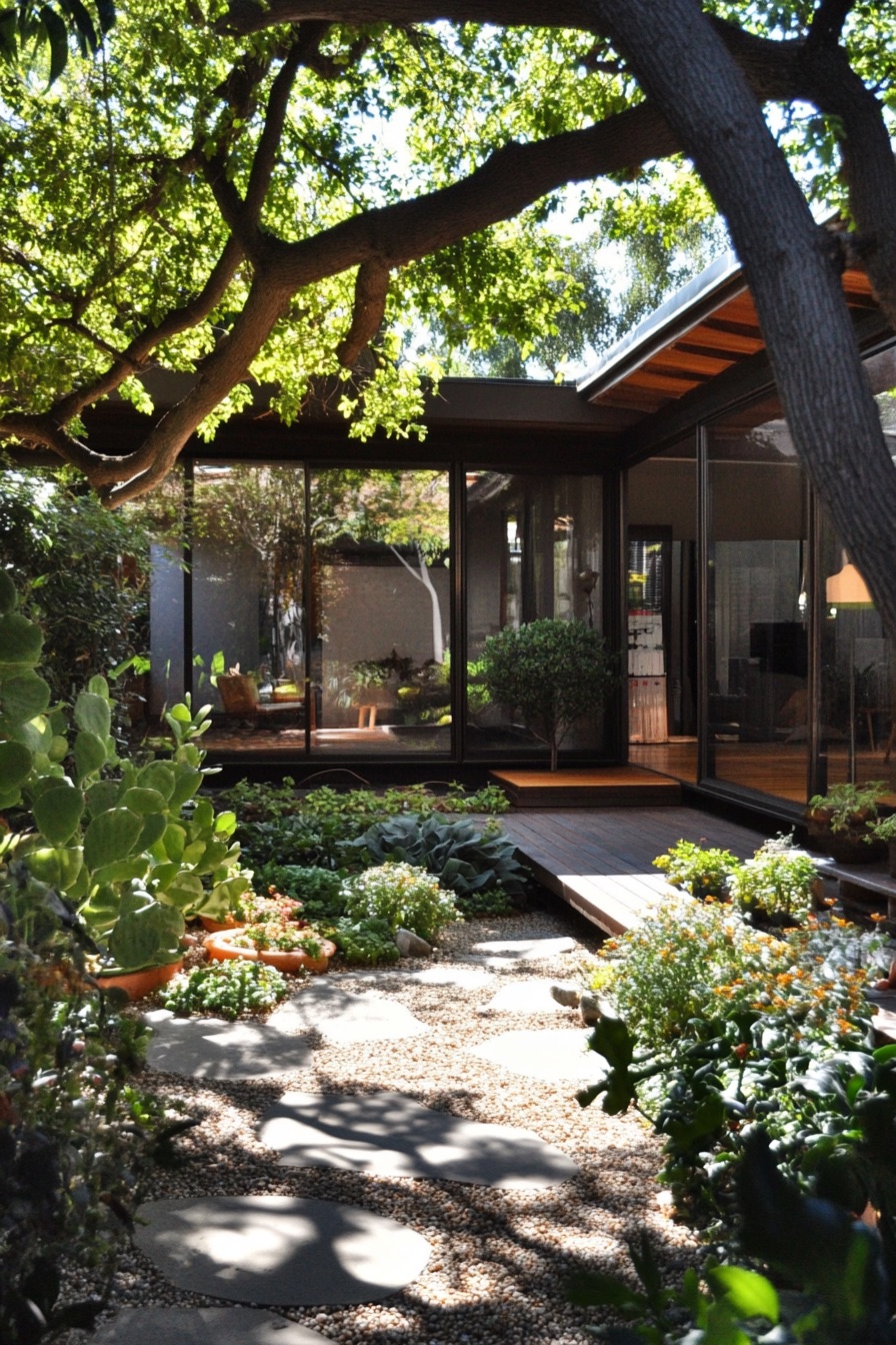 mid century modern house courtyard garden 4