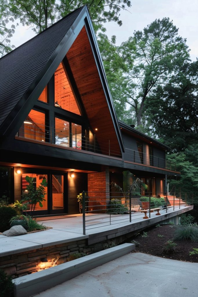 a-frame modern house hillside