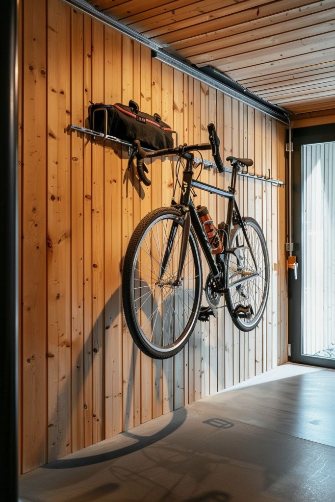 bike rack in a garage