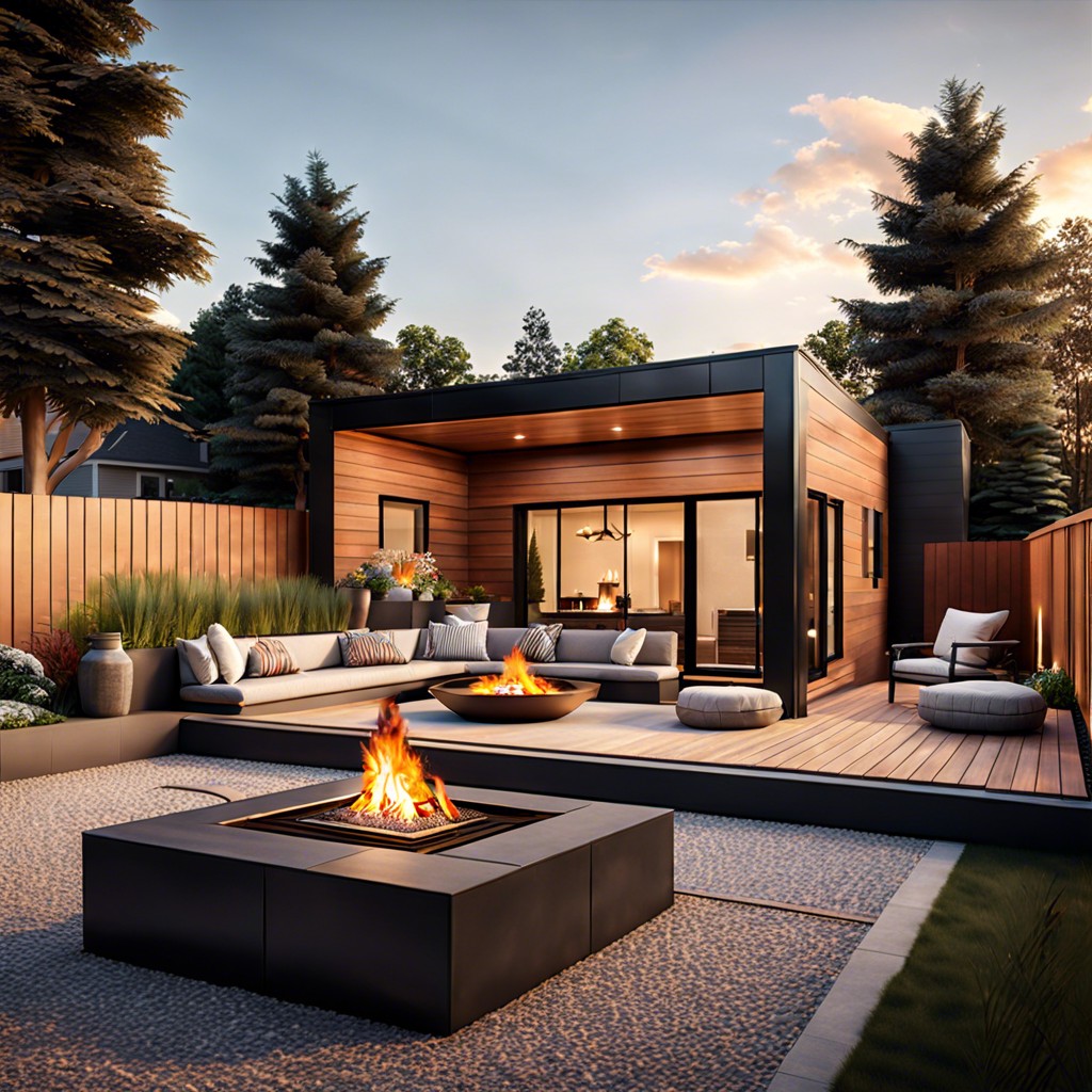 built in seating with fire pit