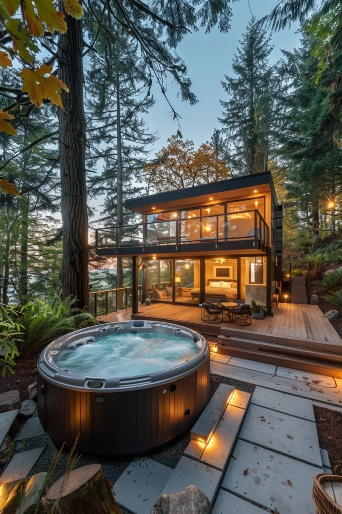 cabin with hot tub