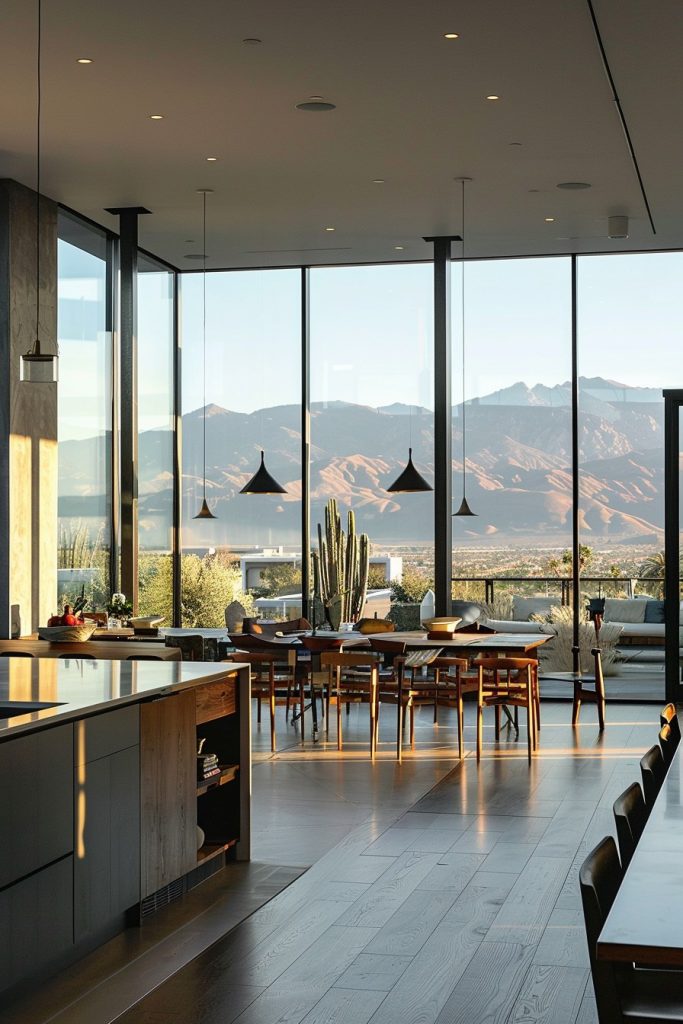 dining area overlooking mountains