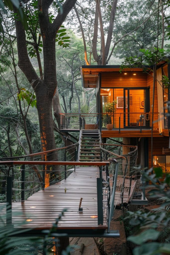 floating stairs to cabin