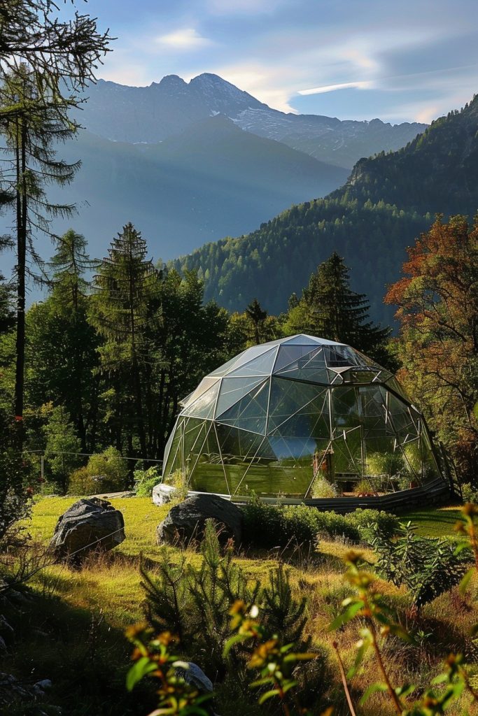 geodesic dome in the mountains