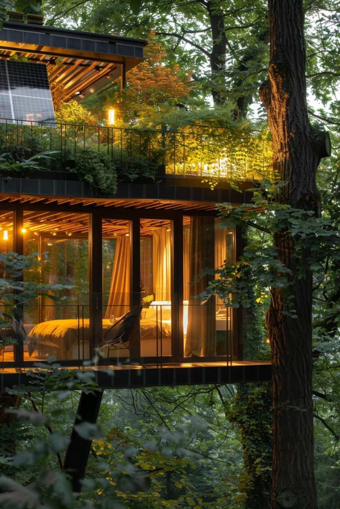 glass cabin with gardens