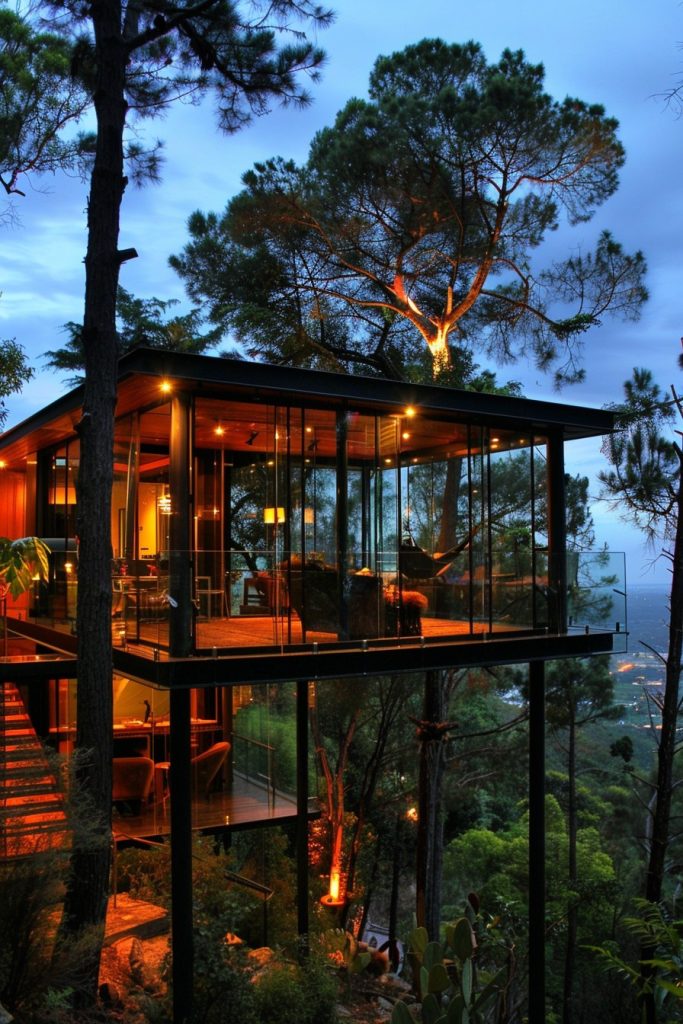 glass treetop cabin