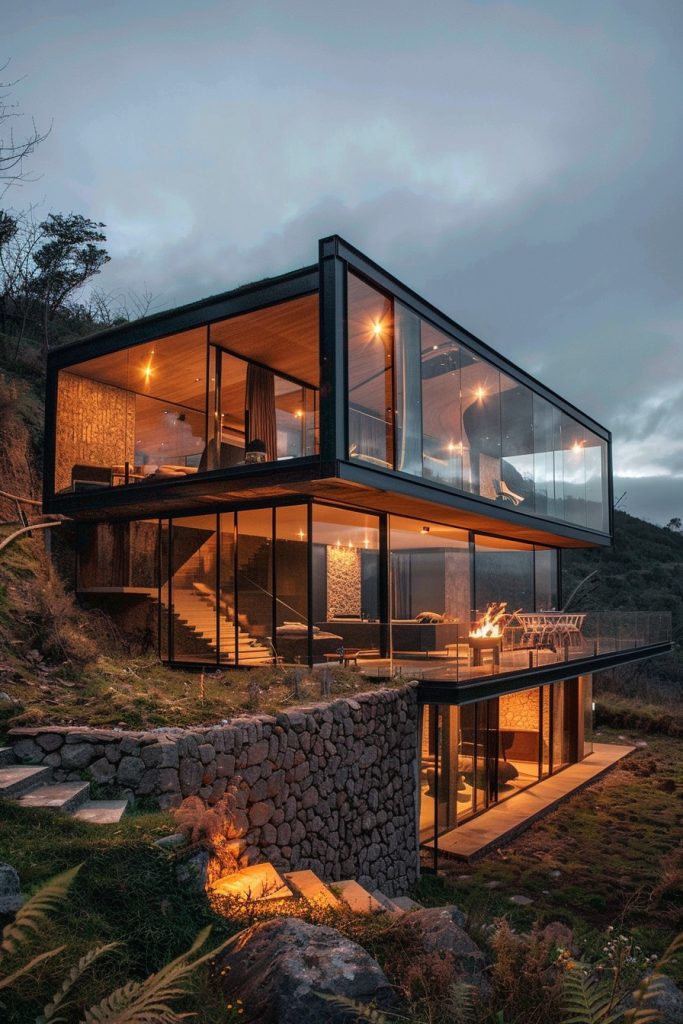 hillside glass house