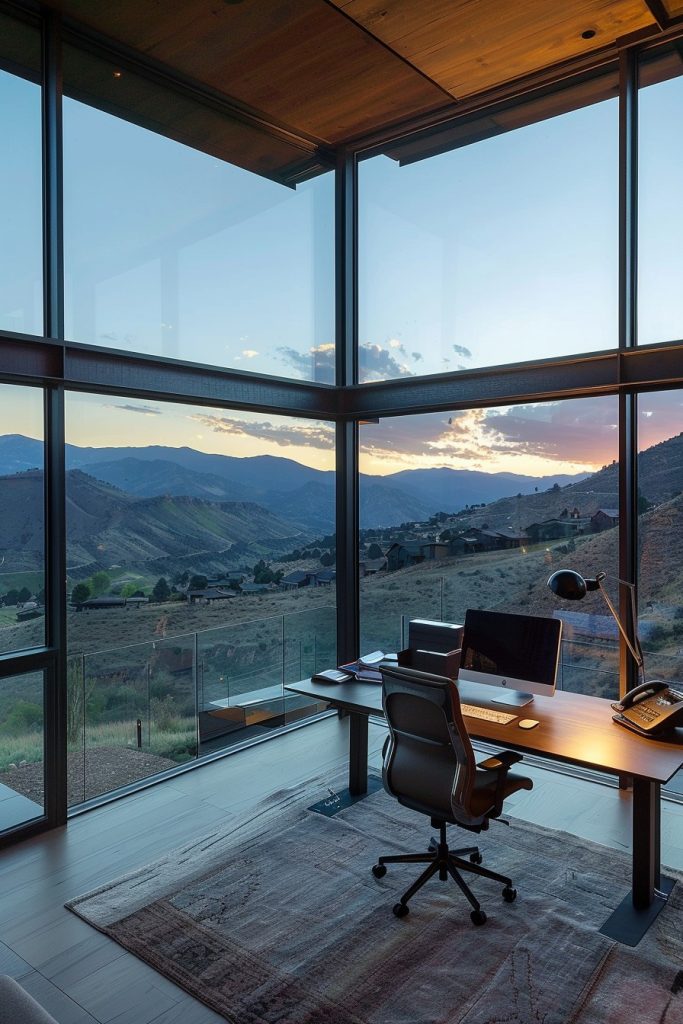 hillside office with views