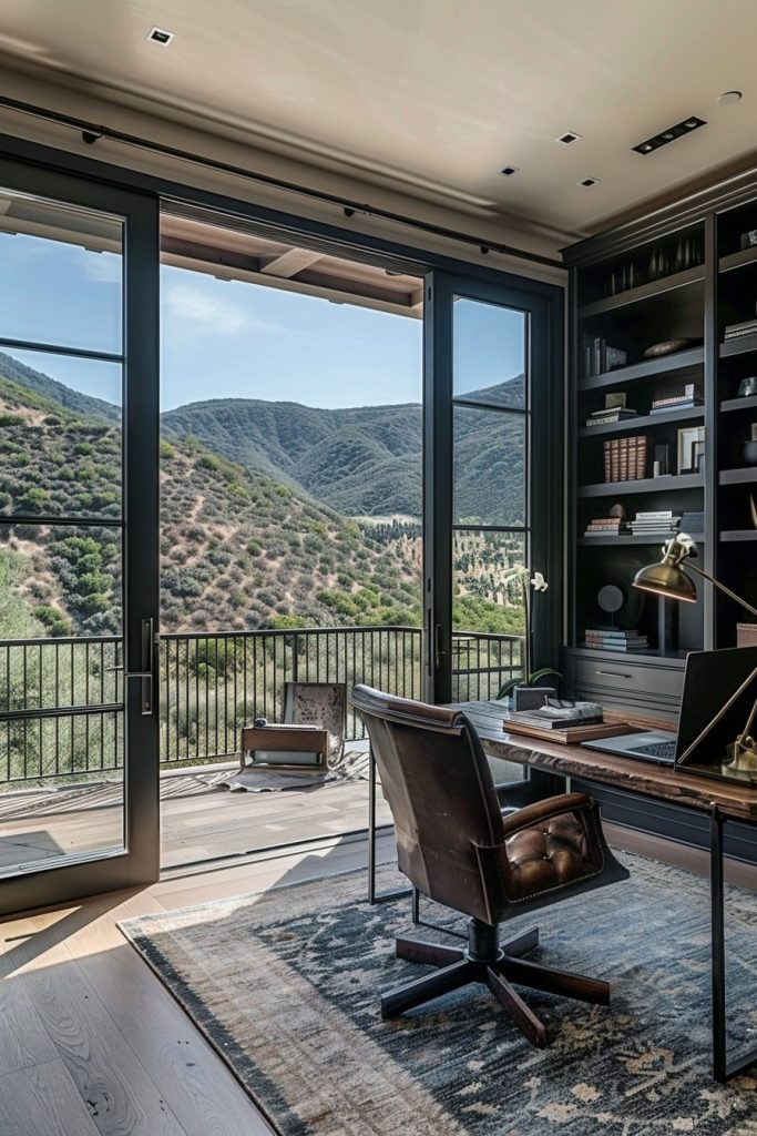 home office with balcony