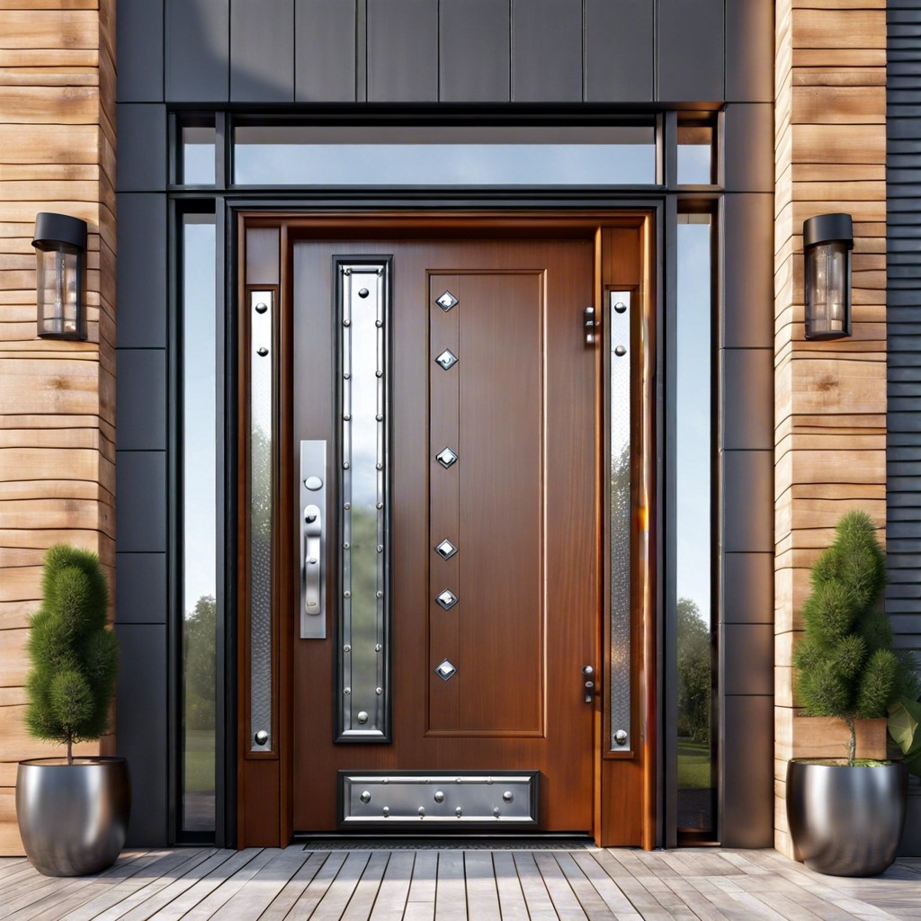 industrial style door with exposed rivets