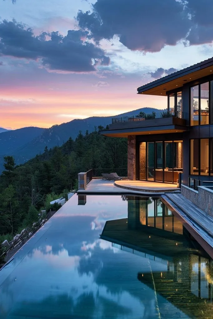 infinity pool of a house in the mountains