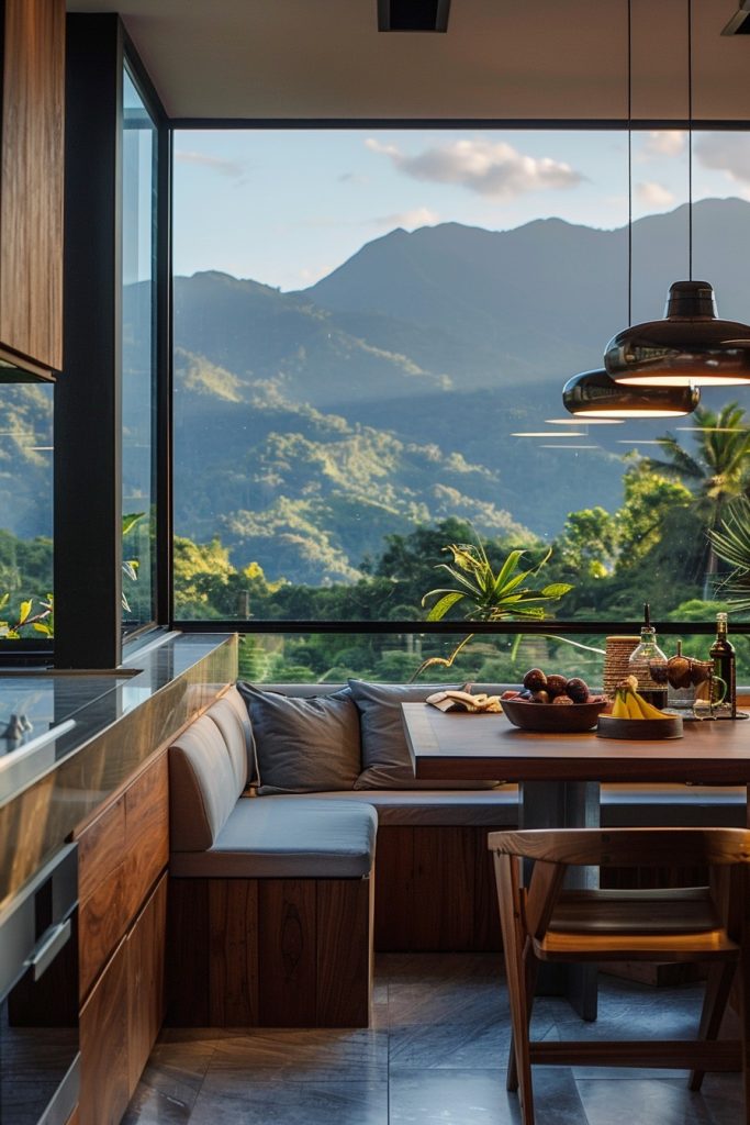 kitchen banquette seating with panoramic views