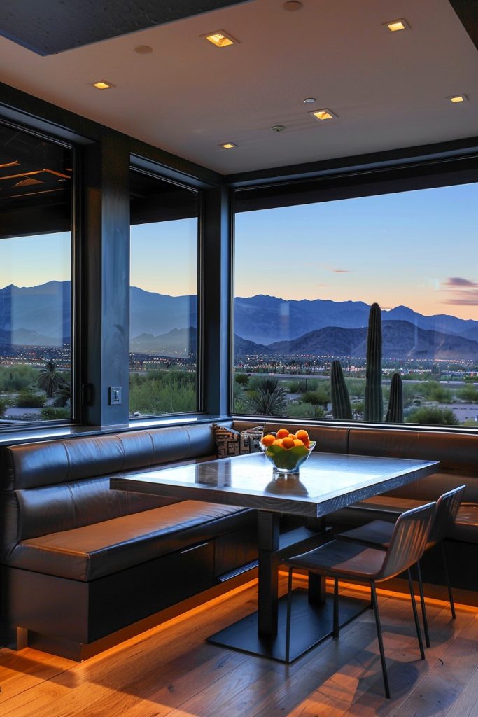 kitchen banquette seating with views