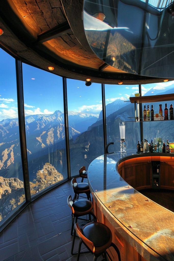 kitchen bar with stunning views