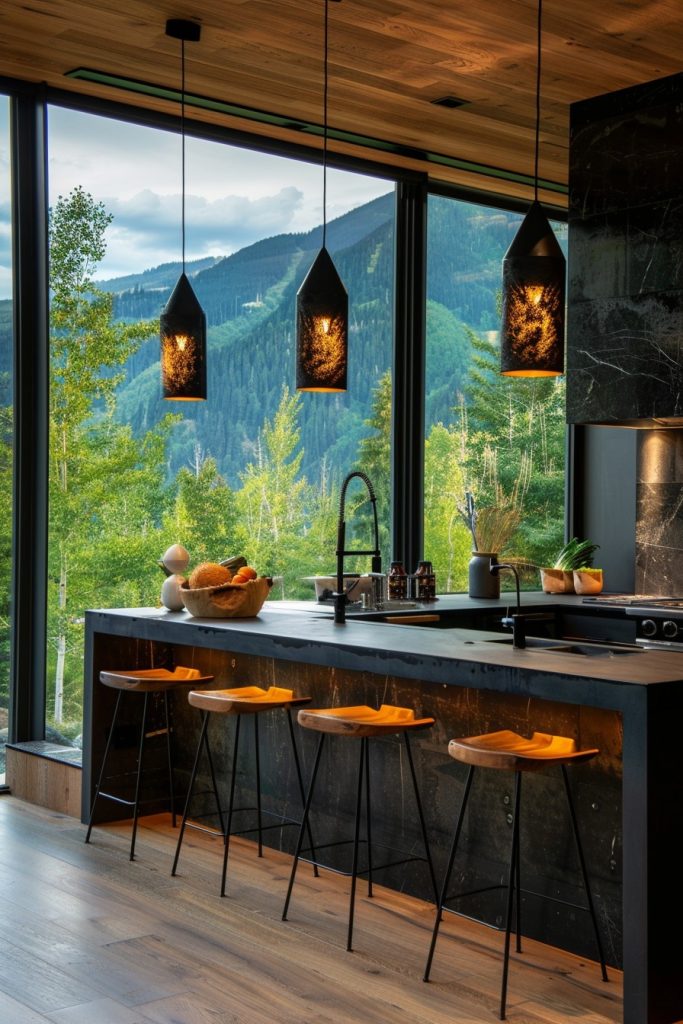 kitchen bar with views