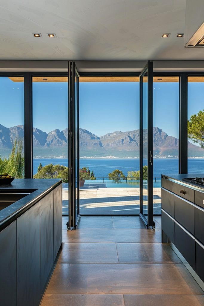 kitchen bi-fold doors with a view