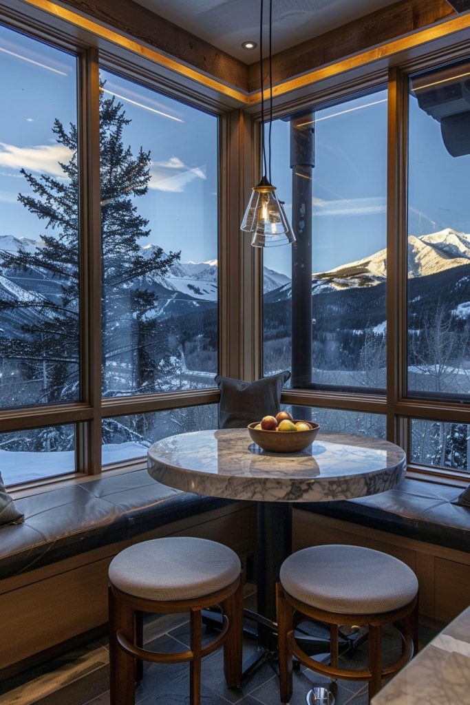 kitchen nook with mountain views