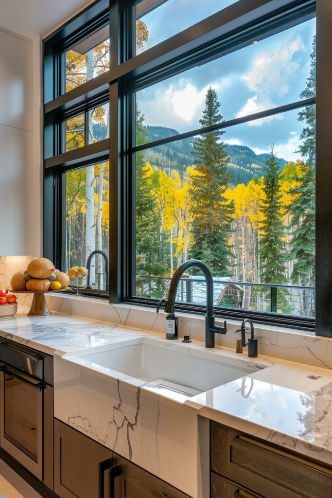 kitchen over the sink window overlooking treetops