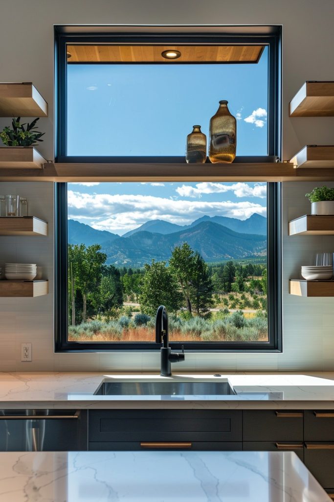 kitchen window floating shelf