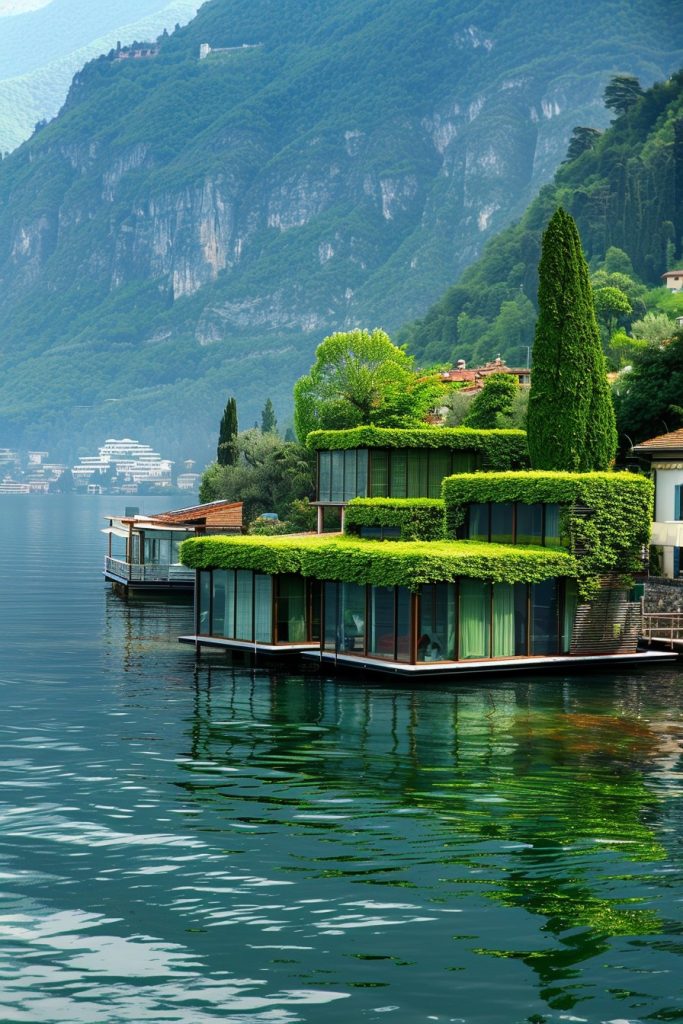 lake houses with green roofs