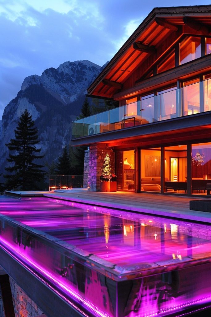 led lighted mountain pool