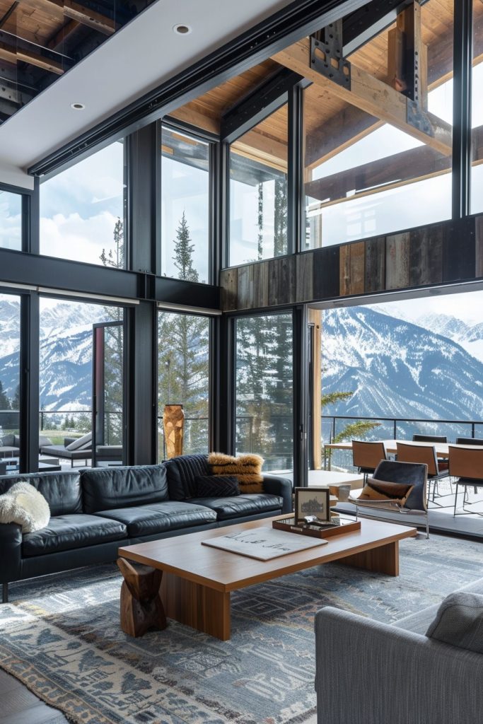 loft living room mountain views